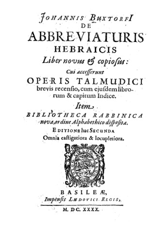 De abbreviaturis hebraicis Liber novus & copiosus