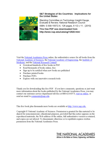 S&T Strategies of Six Countries: Implications for the United States