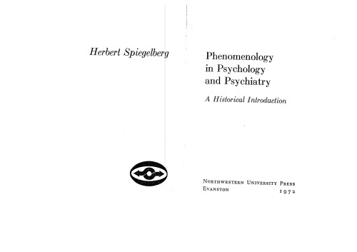 Phenomenology in Psychology and Psychiatry: A Historical Introduction (SPEP)