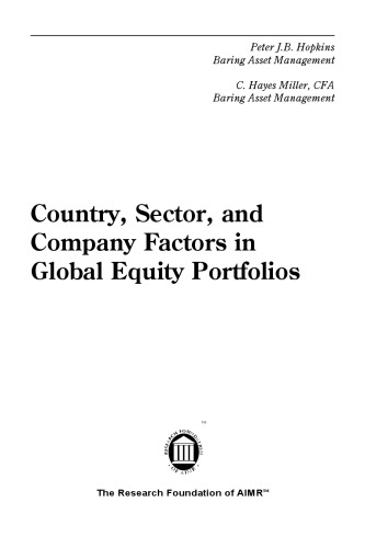 Country, Sector, and Company Factors in Global Equity Portfolios