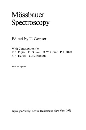 Mossbauer spectroscopy (Topics in applied physics)