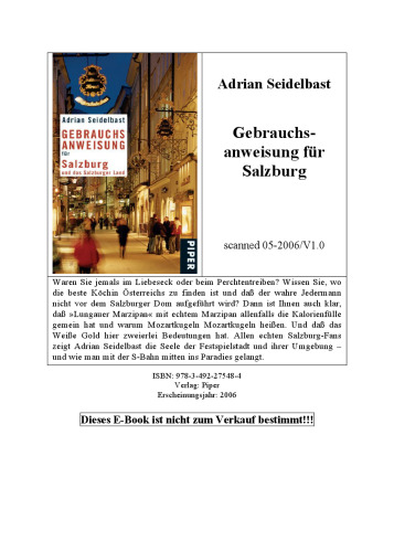 Gebrauchsanweisung fur Salzburg und das Salzburger Land