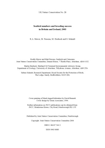 Seabird Numbers and Breeding Success in Britain and Ireland 2003 (UK Nature Conservation Series)