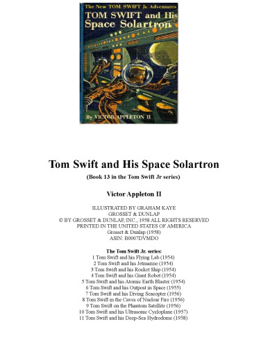 Tom Swift and His Space Solartron (Book 13 in the Tom Swift Jr series)