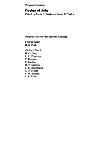 Design of jobs: selected readings; (Penguin education)
