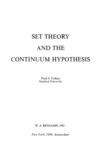 Set Theory and the Continuum Hypothesis