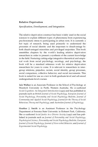 Relative Deprivation: Specification, Development, and Integration