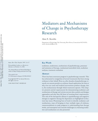 Annual Review of Clinical Psychology 2007, Volume 3