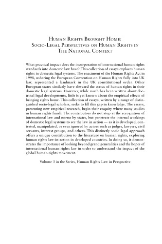 Human Rights Brought Home: Socio-legal Studies Of Human Rights In The National Context (Human Rights Law in Perspective)