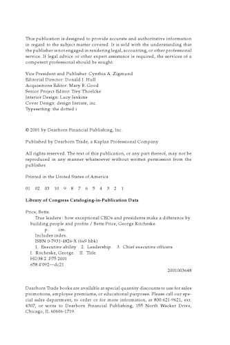 True Leaders: How Exceptional CEOs and Presidents Make a Difference by Building People and Profits