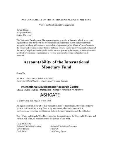 Accountability Of The International Monetary Fund (Voices in Development Management)