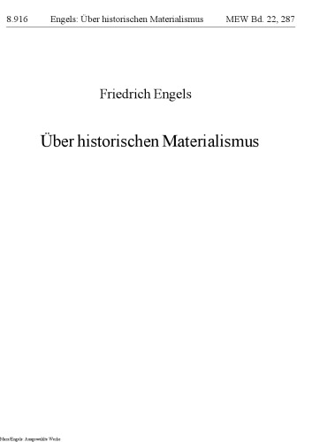 Uber den historischen Materialismus