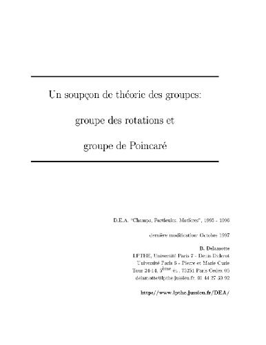 Theorie des groupes de Lie, Poincare et Lorentz