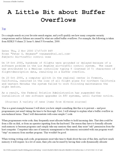A Little Bit about Buffer Overflows