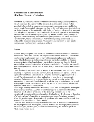 Zombies and Consciousness