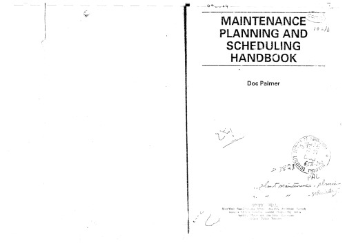 Maintenance Planning and Scheduling Handbook