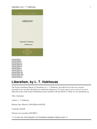 Liberalism (Galaxy Books)