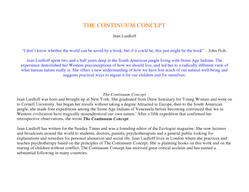 The Continuum Concept: In Search Of Happiness Lost (Classics in Human Development)