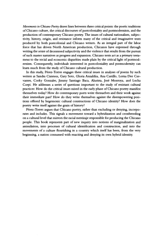 Movements in Chicano Poetry: Against Myths, against Margins