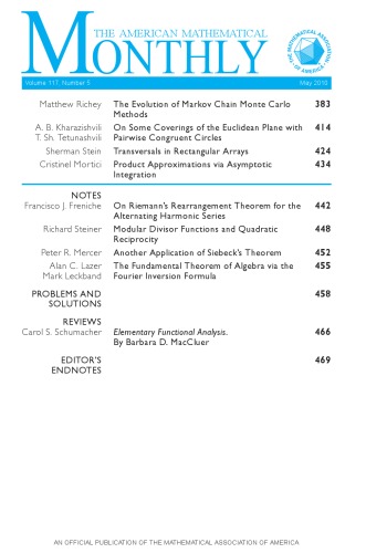 American Mathematical Monthly, volume 117, May 2010