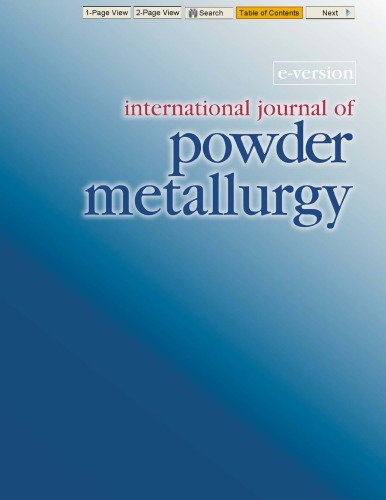 International Journal of Powder Metallurgy Volume 44 Issue 5