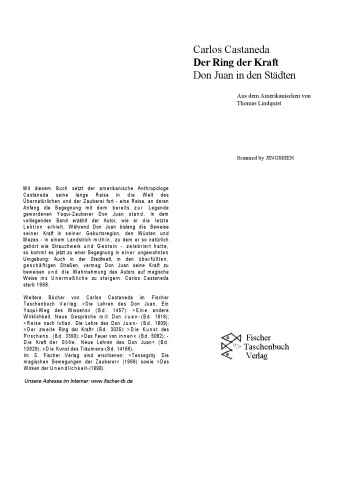 Der Ring der Kraft. Don Juan in den Stadten  GERMAN