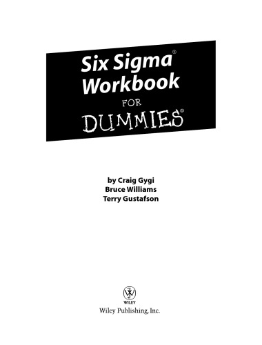Six Sigma Workbook For Dummies (For Dummies (Business & Personal Finance))