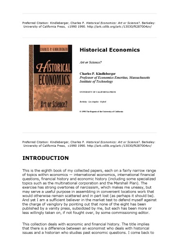 Historical Economics: Art or Science?