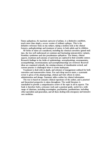 Status Epilepticus: Its Clinical Features and Treatment in Children and Adults