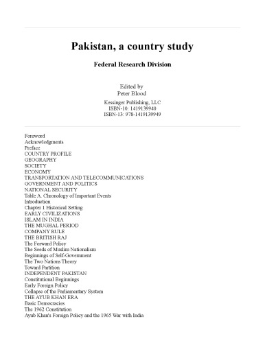 Pakistan, A Country Study