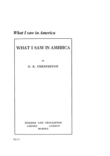 What I Saw In America (1922)