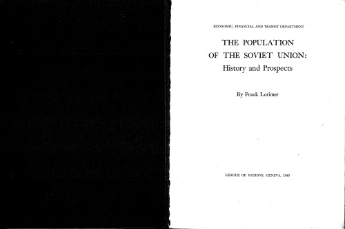 The Population of the Soviet Union: History and Prospects