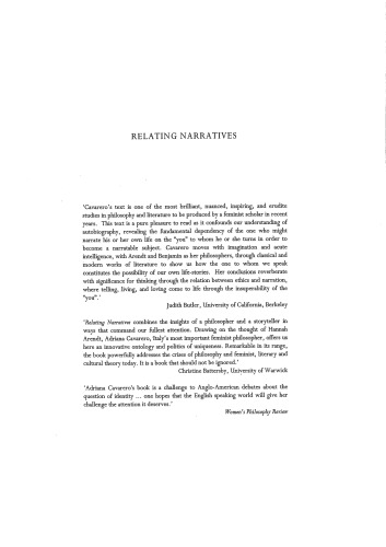 Relating Narratives: Storytelling and Selfhood (Warwick Studies in European Philosophy)