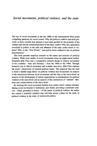 Social Movements, Political Violence, and the State: A Comparative Analysis of Italy and Germany