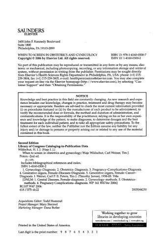 When to Screen in Obstetrics and Gynecology 2nd Edition