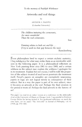 Artworks and Real Things