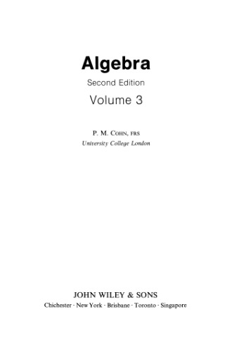 Algebra Volume 3, 2nd Edition