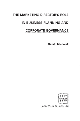 The Marketing Director's Role in Business Planning and Corporate Governance