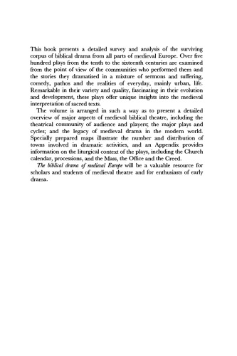 The Biblical Drama of Medieval Europe