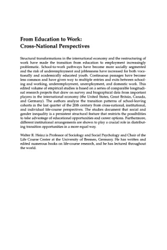 From Education to Work: Cross National Perspectives
