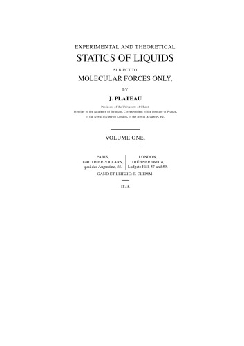 Experimental and Theoretical Statics of Liquids Subject to Molecular Forces Only