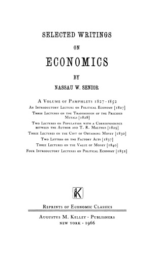 Selected Writings on Economics 1827-1852