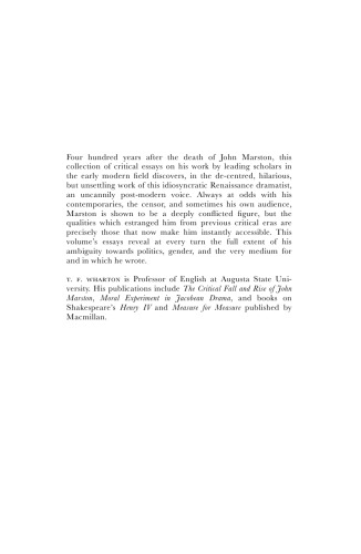 The Drama of John Marston: Critical Re-Visions