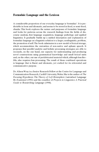 Formulaic Language and the Lexicon