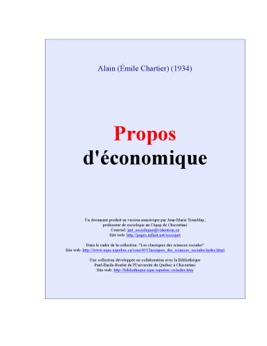 Propos d'economique