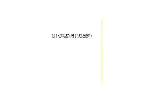 De la belleza de la filosofia: De pulchritudine philosophiae