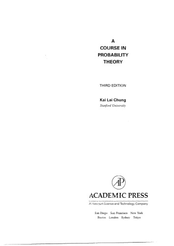 A Course in Probability Theory, Third Edition