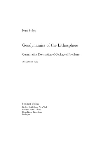 Geodynamics of the Lithosphere: An Introduction