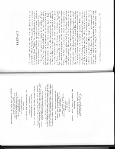 Hare and Critics: Essays on Moral Thinking