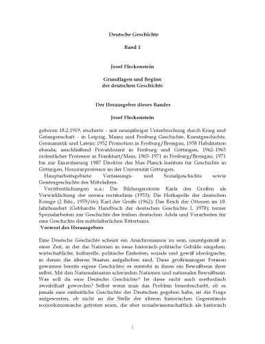 Deutsche Geschichte, Bd.1 - Grundlagen und Beginn der deutschen Geschichte